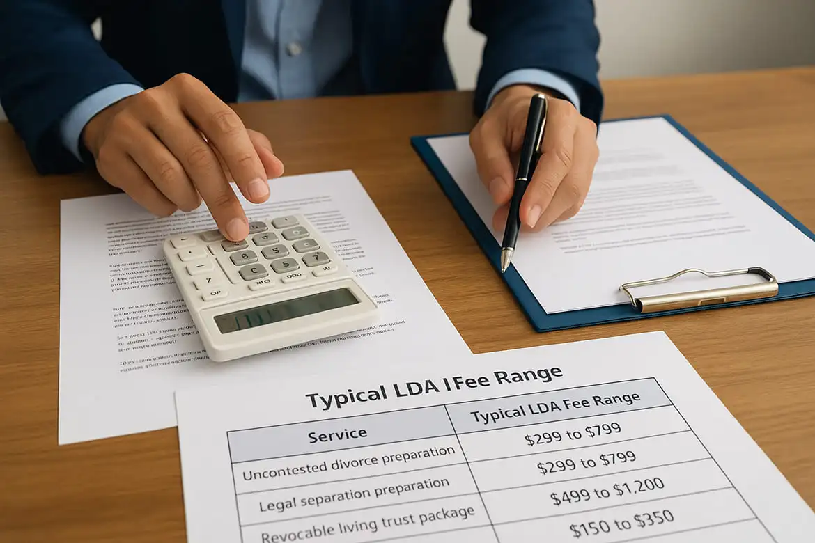 Typical fee ranges by service type